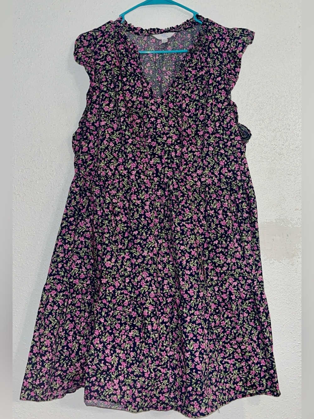 Time and Tru Black Midi Dress with Pink Floral